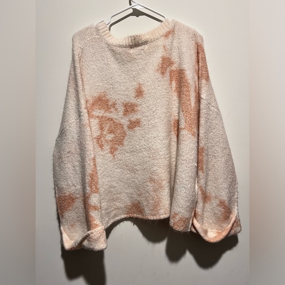 Anthropologie Women’s Cream/Peach Oversized Bell Sleeve Knit V Neck Sweater XL - Picture 5 of 8